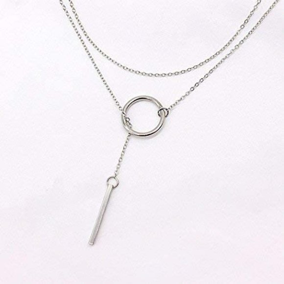 925 Sterling Silver Plated Open Circle Necklace - Picture 2 of 3